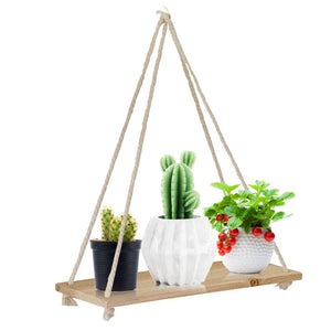 Wooden Rope Swing Shelves (2pc)