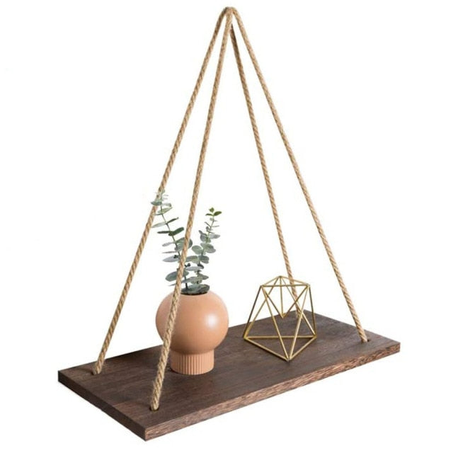 Wooden Rope Swing Shelves (2pc)